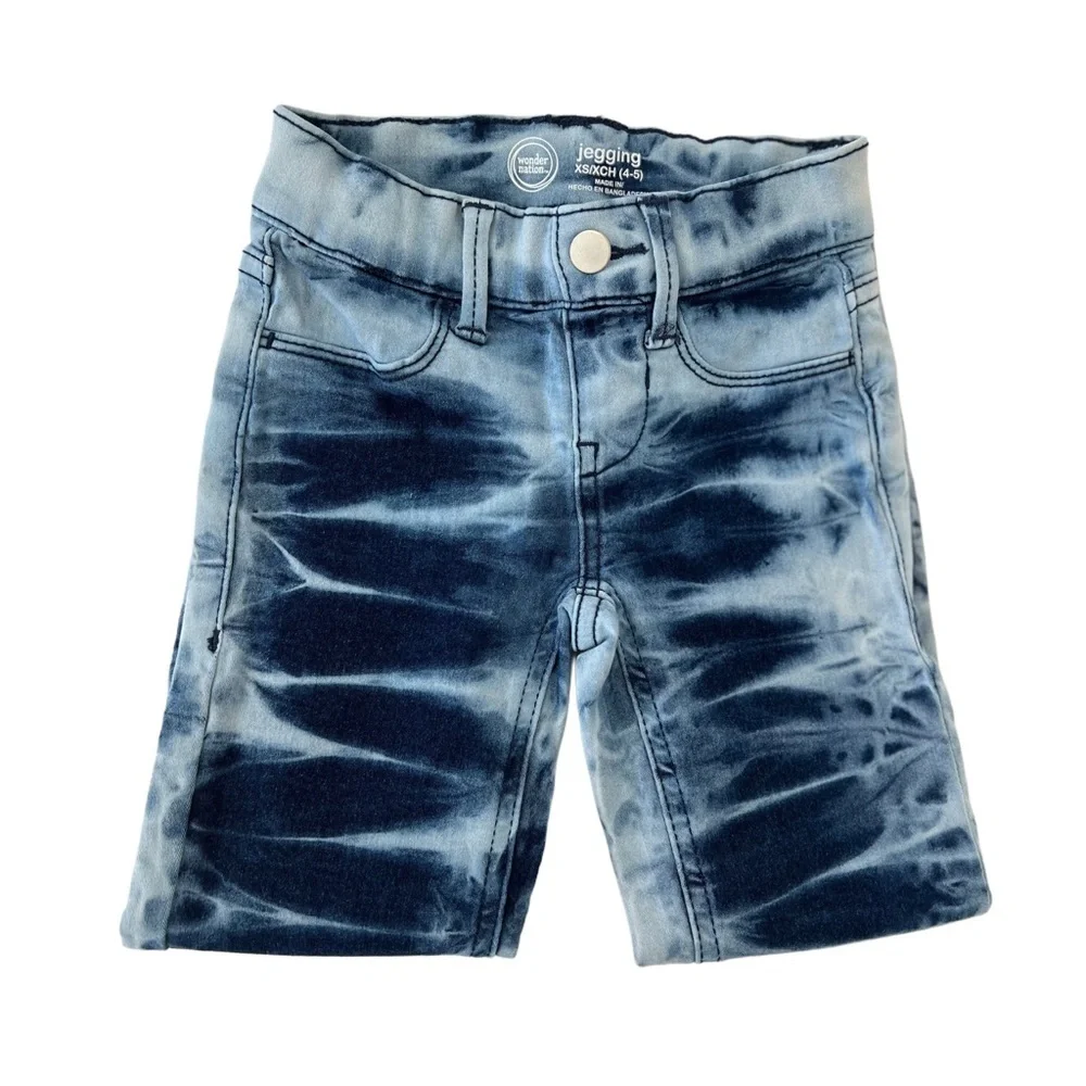 Wonder Nation Blue Tie-Dye Kids Fashion Jeggings | Girls XS (4-5)